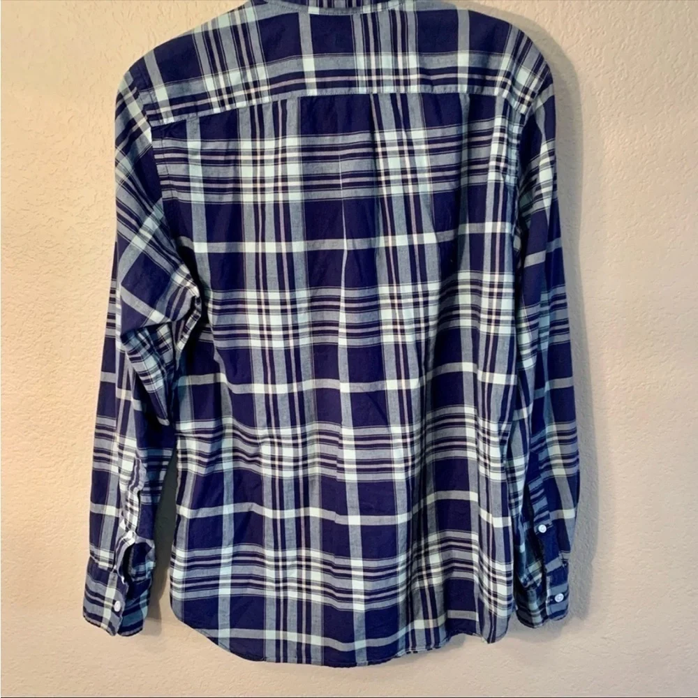 J. Crew Men Shirt Small Casual Dress Button-Up Shirt Blue Gray Plaid Long Slvs